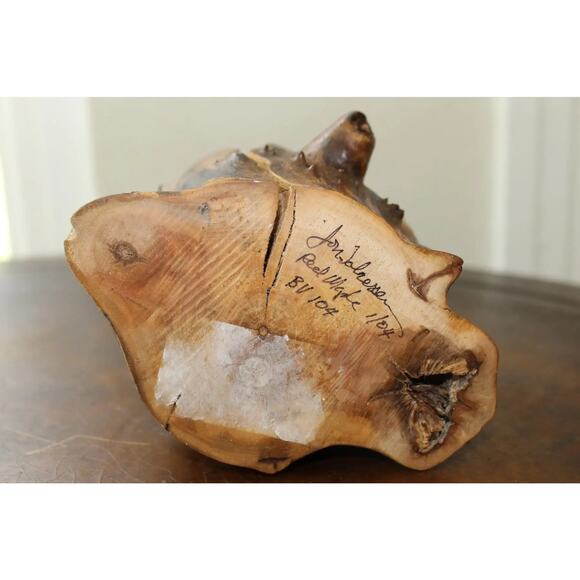 Vintage Maple Live Edge Bud Vase Brutalist Signed Dated Numbered by Artist Cabin - Picture 6 of 6